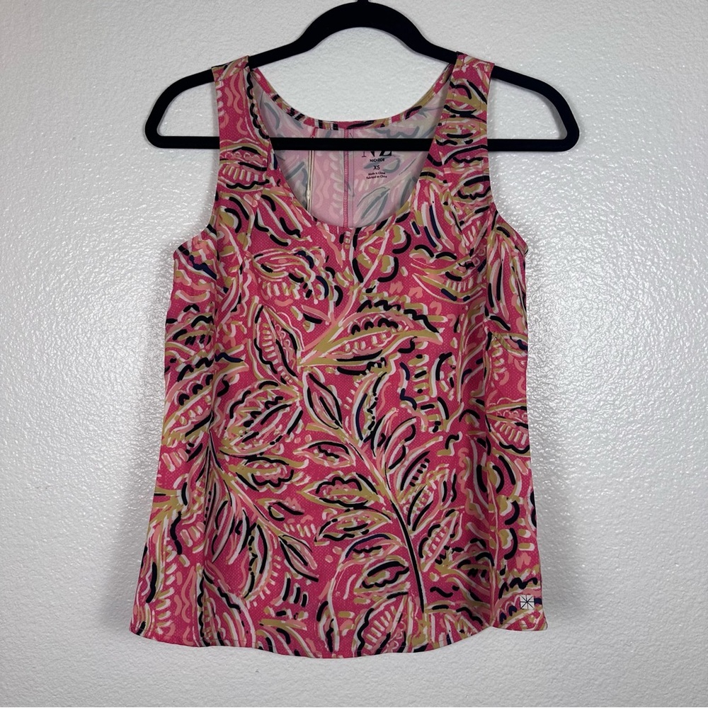 NIC+ZOE Pink and‎ Black Patterned Tank Top